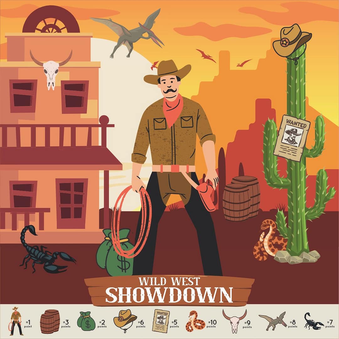 Western archery target with outlaw character and wild west backdrop