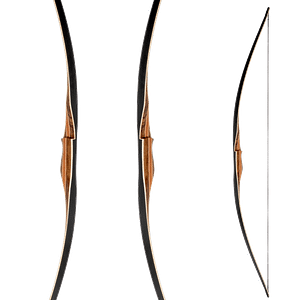 Raven Longbow by Ragim showing its smooth wooden finish and traditional one-piece design.