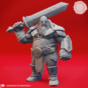 TTRPG Epic Fire Giant Swordsman Miniature | Yasashii Kyojin Studio Licensed Design