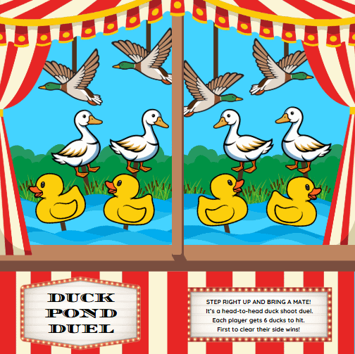 Duck archery target with carnival-themed duck pond design