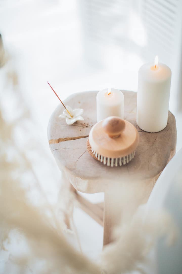 The handmade Paltiya incense holder with one stick burning