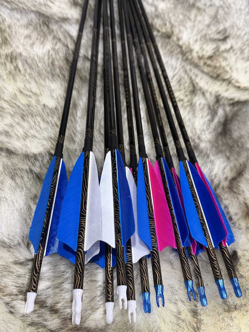 Solkarra Atlas Black carbon arrow shaft, gloss black with gold contour lines and compass rose, view 2