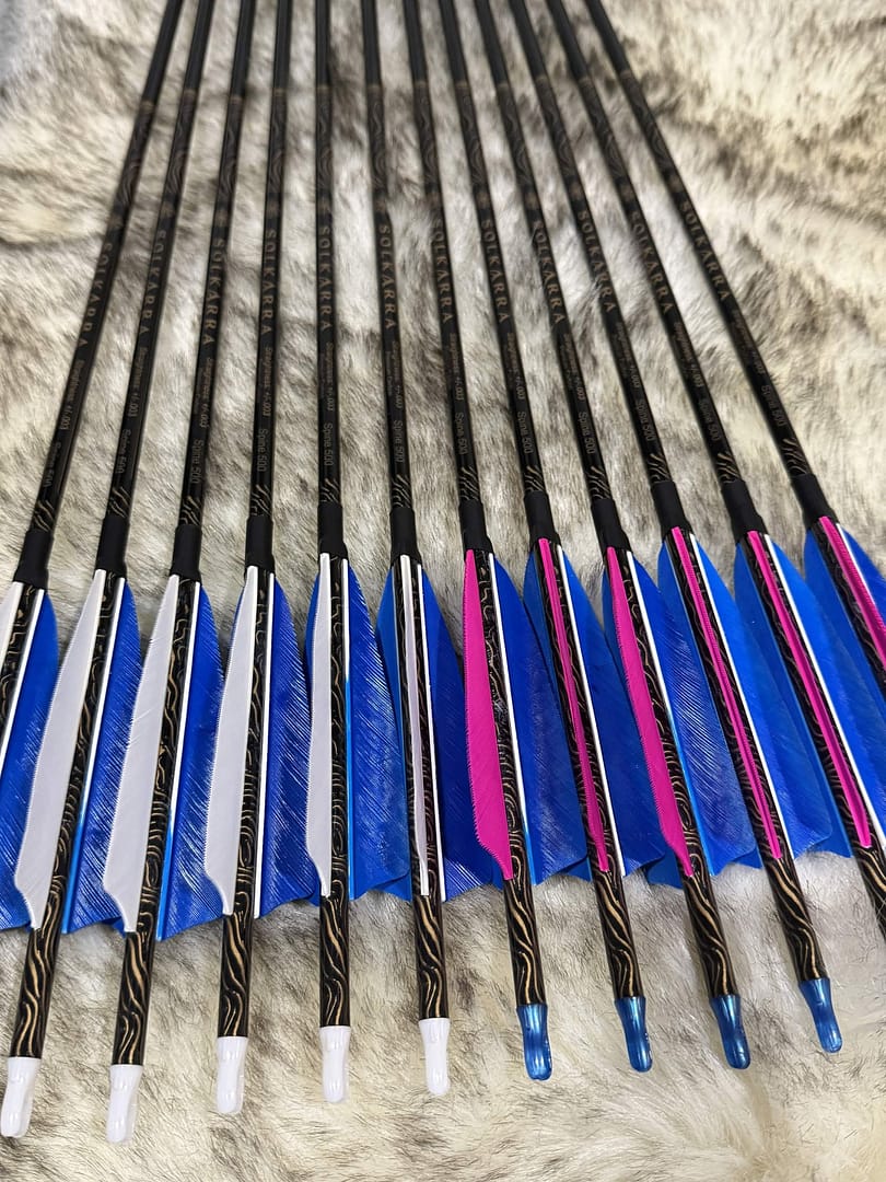 Solkarra Atlas Black carbon arrow shaft, gloss black with gold contour lines and compass rose, view 6