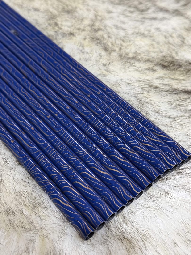 Solkarra Atlas Slate carbon arrow shaft, deep blue with gold contour lines and compass rose, view 4