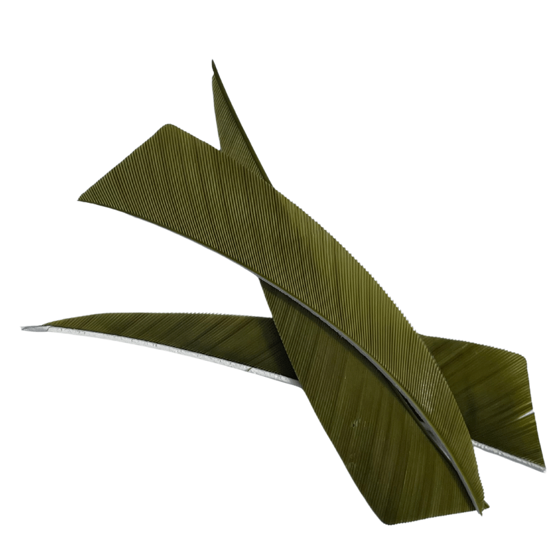 4" feather in Olive Green