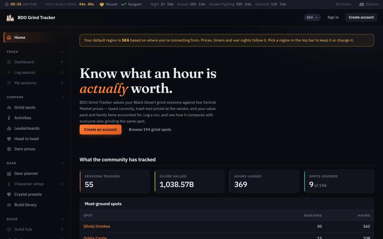 Screenshot of the BDOGT.com home page